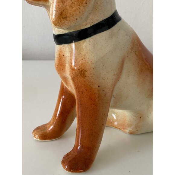 Hound Dog Vintage Glazed Ceramic Sitting Figurine Unmarked 7 Inches - Picture 7 of 16